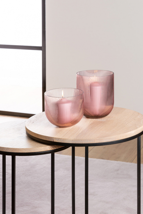 SOLARI, Vază, Suport lumânare, Sticlă, roz trandafir, h.19 cm, d.16 cm [2]
