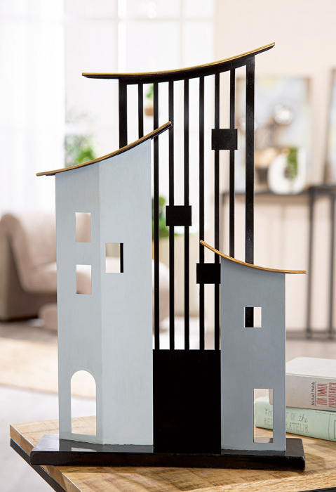 Stand relief, Casa, Metropolitan, Metal, negru, gri, PU 1, L. 8 cm, L. 31 cm, H. 47,5 cm [5]