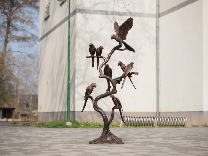 Statuie bronz, 8 papagali pe buștean 165x45x75 cm [2]