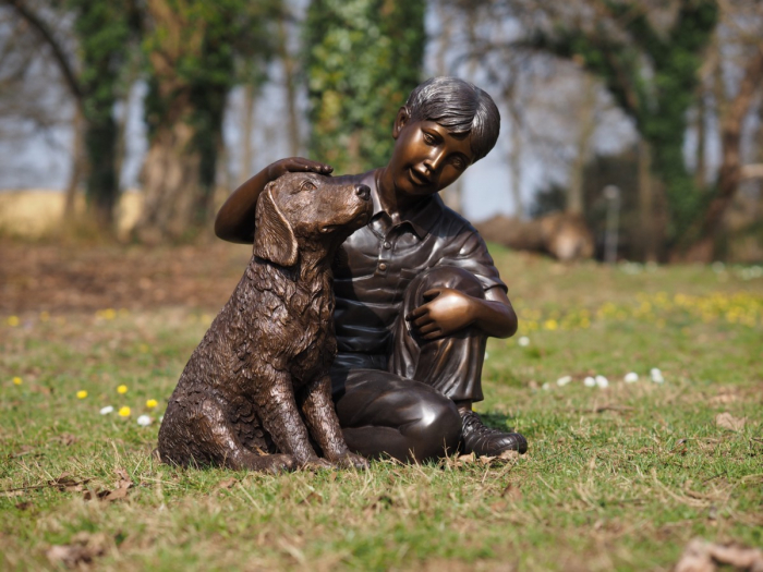 Statuie bronz, Băiat cu câine [7]
