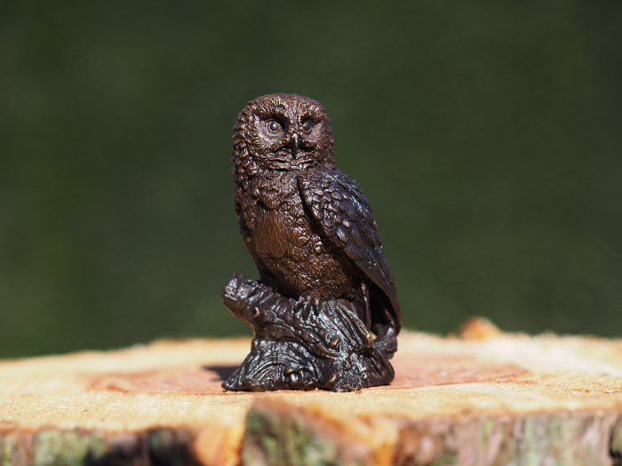 Statuie bronz, Bufniță pe un trunchi de copac 11 x 5 x 7 cm [2]