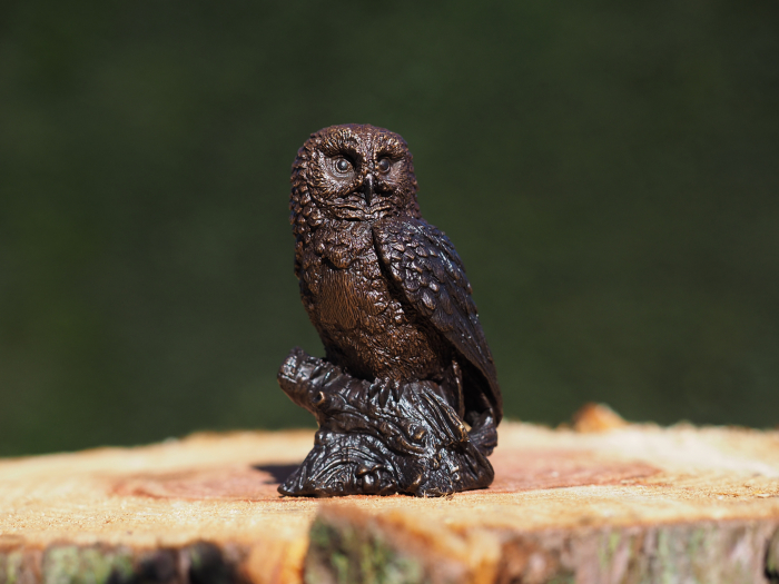 Statuie bronz, Bufniță pe un trunchi de copac 11 x 5 x 7 cm [3]