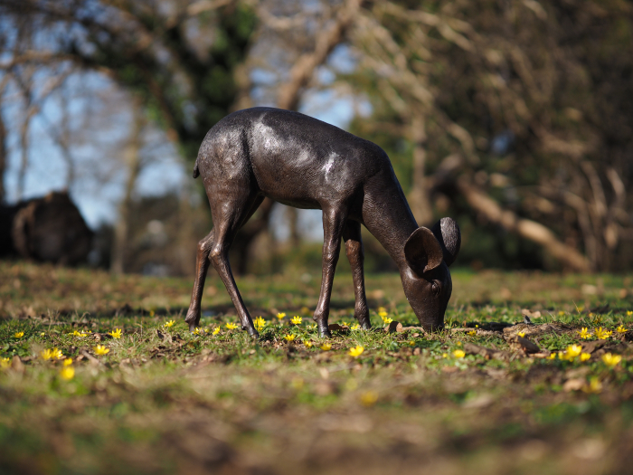 Statuie bronz, Căprioară pășunând [2]