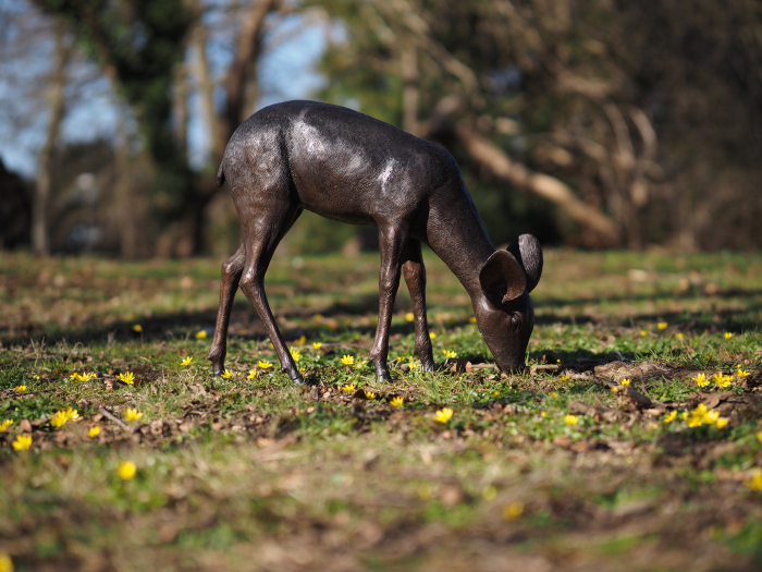 Statuie bronz, Căprioară pășunând [4]