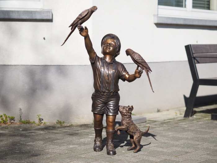 Statuie bronz, Fată cu 2 păsări [4]