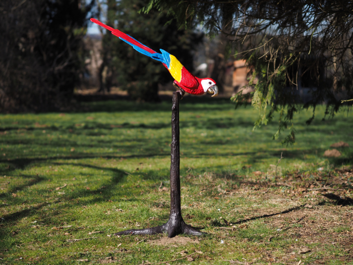 Statuie bronz, Papagal în copac (cu capul în jos) [3]