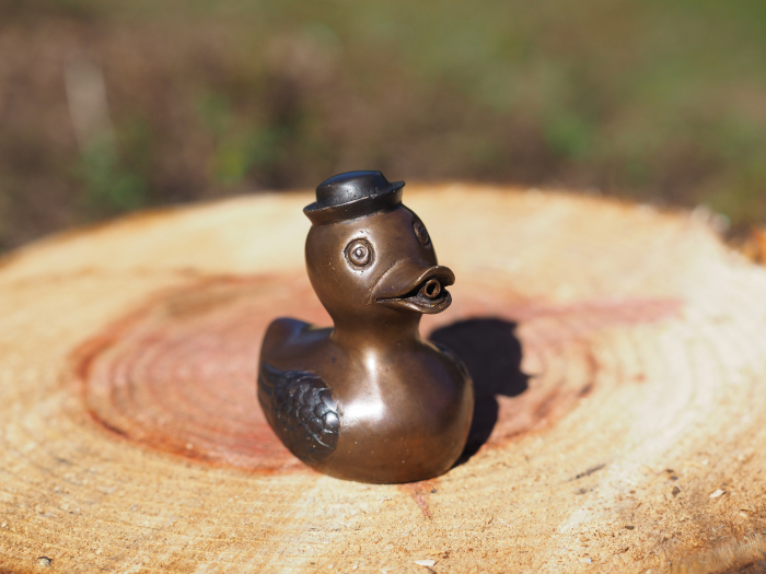 Statuie bronz, Rață cu pălărie 9 x 6 x 8 cm [4]