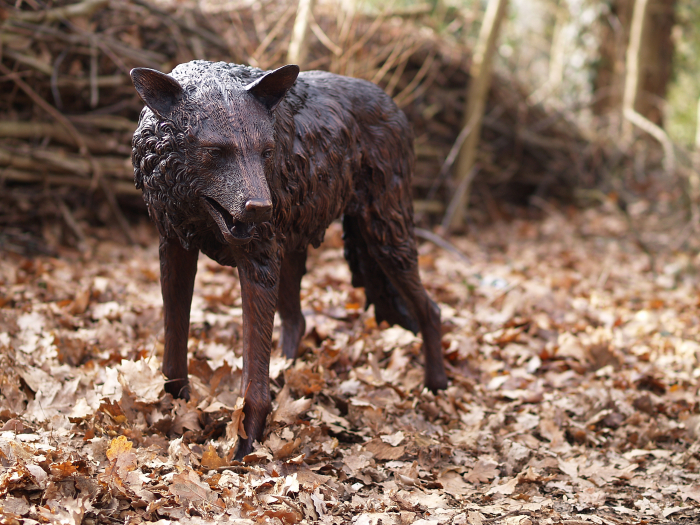 Statuie lup care sta, Bronz, 71 X 43 X 137 cm [2]