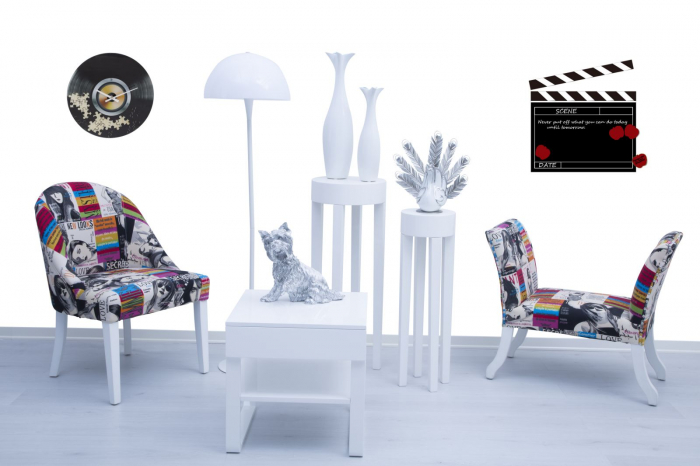 Sticker decorativ de perete Ciak, plastic, alb/negru, 57X70 cm [3]