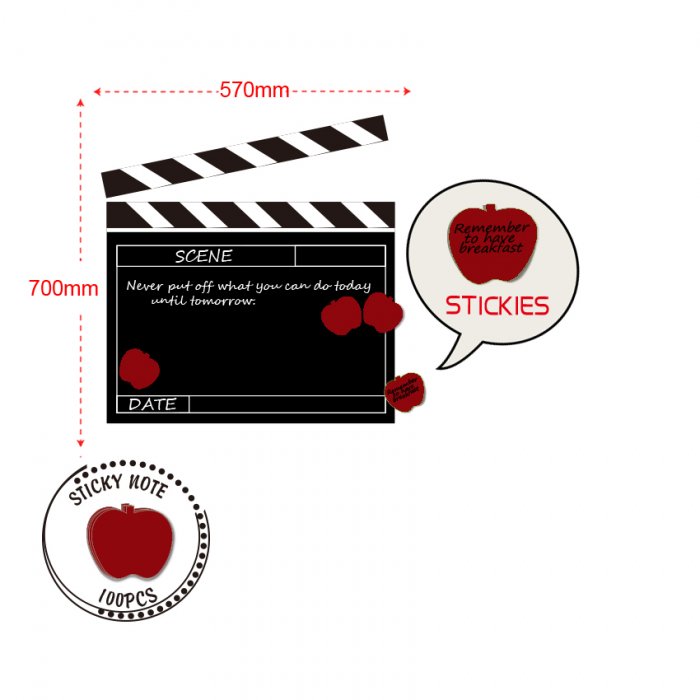 Sticker decorativ de perete Ciak, plastic, alb/negru, 57X70 cm [2]