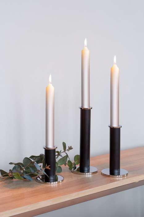 STRATO, Suport lumânare, vopsit cu pulbere neagră, nichel, h. 11,7 cm [6]