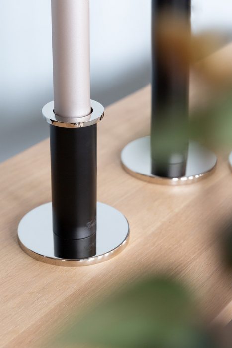 STRATO, Suport lumânare, vopsit cu pulbere neagră, nichel, h. 11,7 cm [9]
