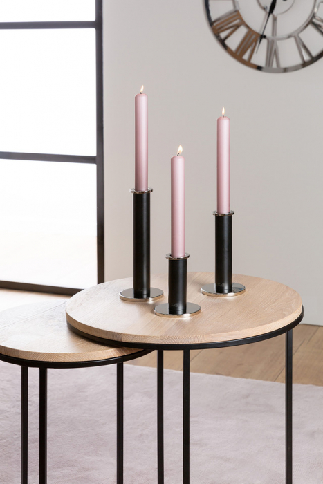 STRATO, Suport lumânare, vopsit cu pulbere neagră, nichel, h. 24 cm [7]