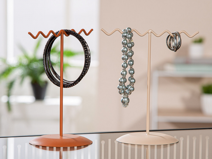 Suport de bijuterii, Curly, Metal, maro, gri, PU 16, 2 buc. asortate, L. 8,5 cm, L. 13,5 cm, H. 15 cm [4]