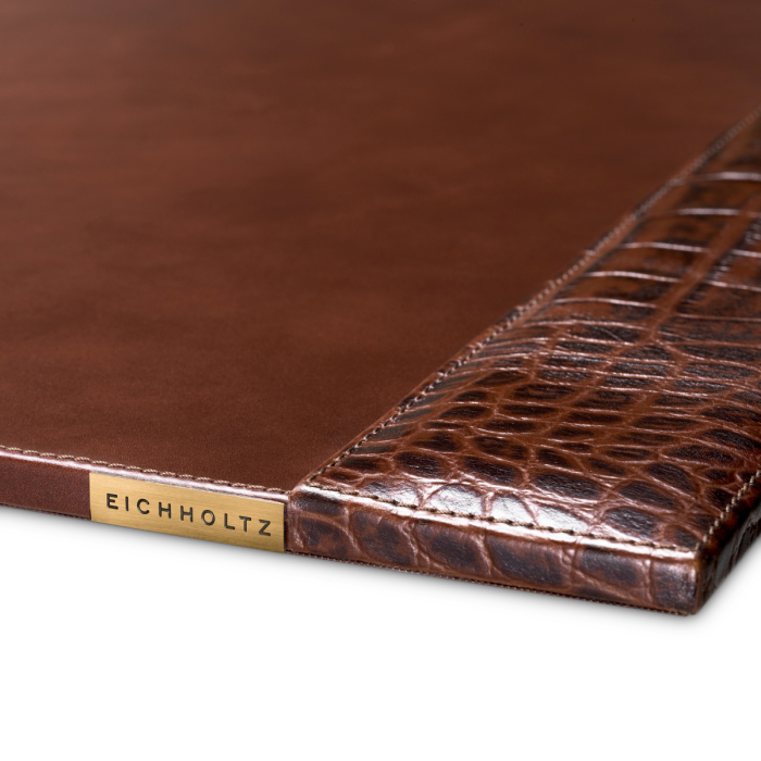 Suport de birou Scaleo crocodil in relief, piele maro antica [4]