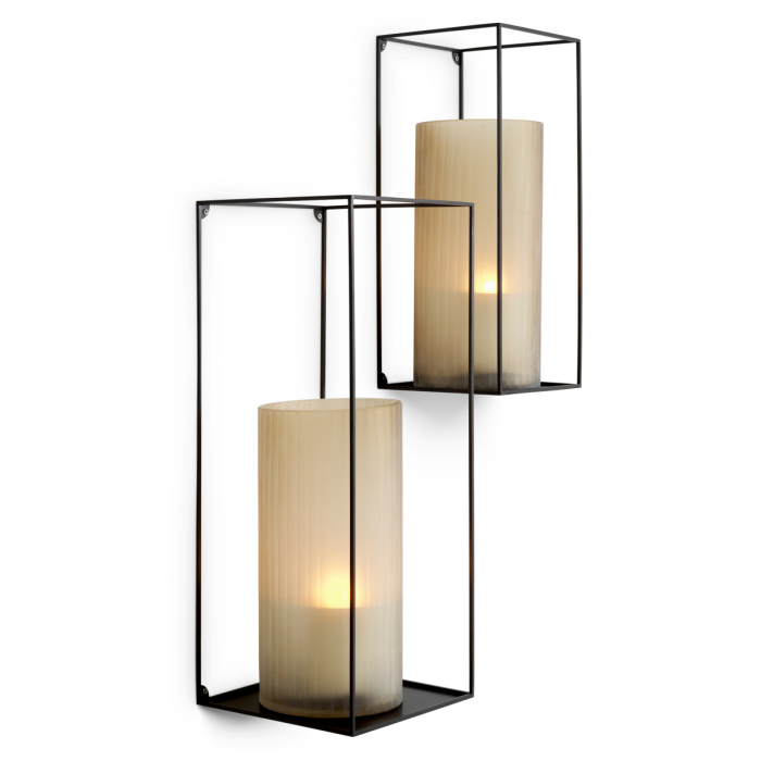 Suport de perete Deco, dreptunghiular negru set de 2 [2]