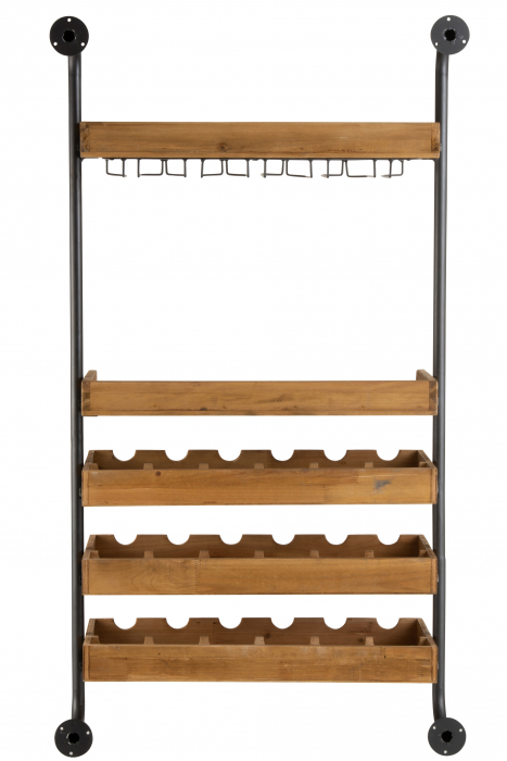 Raft de perete For Wine, Lemn/Metal, Natural, 68x27x124 cm [4]