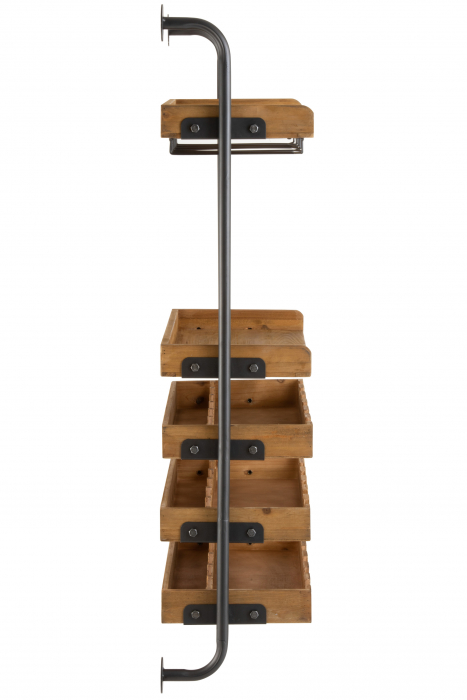 Raft de perete For Wine, Lemn/Metal, Natural, 68x27x124 cm [3]