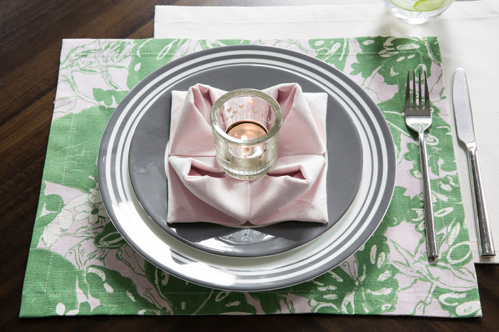 Suport farfurii Bente, Bumbac/Panza, Verde/Roz, 40x29 cm [2]