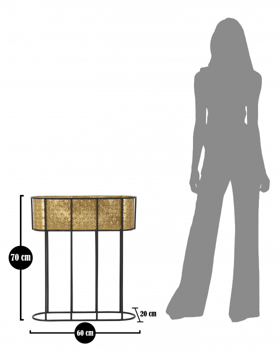 Suport flori Oval, Fier, Auriu/Negru, 70x60x20 cm [8]