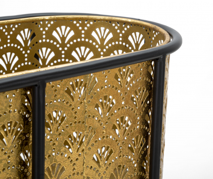 Suport flori Oval, Fier, Auriu/Negru, 70x60x20 cm [3]