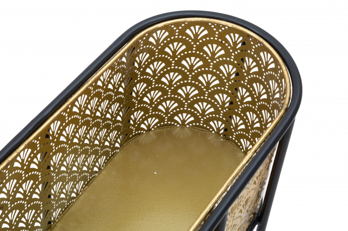 Suport flori Oval, Fier, Auriu/Negru, 70x60x20 cm [2]