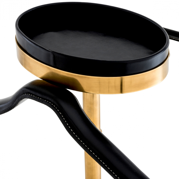 Suport haine, McKinsey piele neagră, finisaj din alamă cu aspect vintage [4]