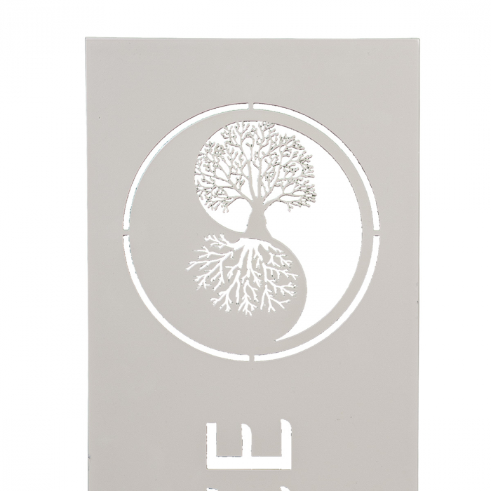 Suport în relief, dreptunghiular, motiv Yin & Yang, Metal, gri, gri deschis, PU 2, L. 24 cm, l. 24 cm, H 72 cm [2]