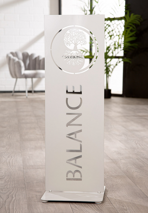 Suport în relief, dreptunghiular, motiv Yin & Yang, Metal, gri, gri deschis, PU 2, L. 30 cm, l. 30 cm, H 91 cm [2]