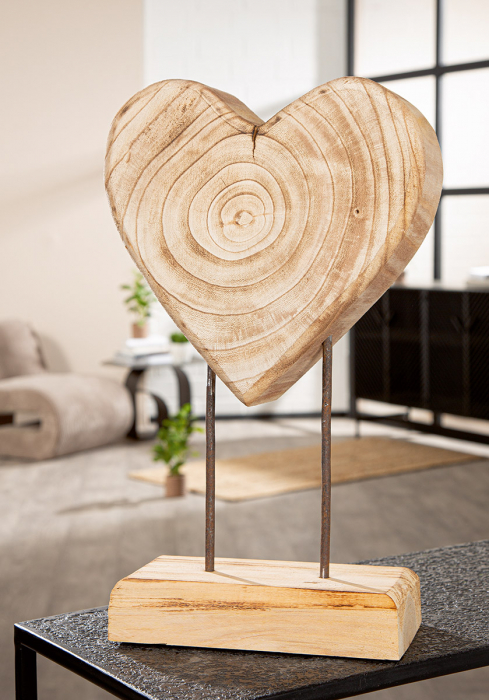 Suport în relief, Inimă, Lemn, culori naturale, PU 2, L. 9 cm, L. 28 cm, H 44 cm [5]