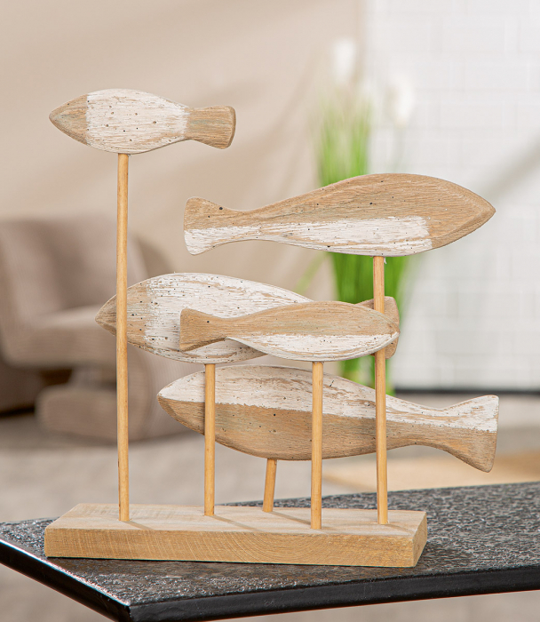 Suport în relief, Pește, Lemn, culori naturale, PU 2, L. 10 cm, L. 33 cm, H 30 cm [5]