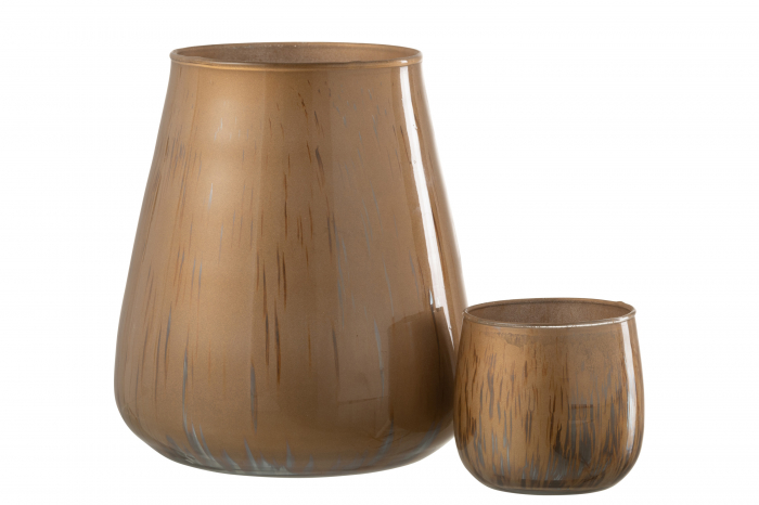 Suport lumanare Antique, Sticla, Cognac, 15x15x17 cm [4]