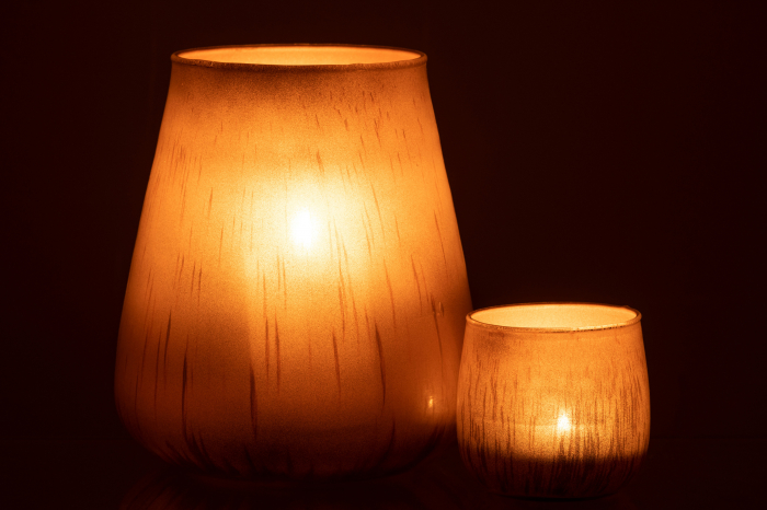 Suport lumanare Antique, Sticla, Cognac, 15x15x17 cm [6]