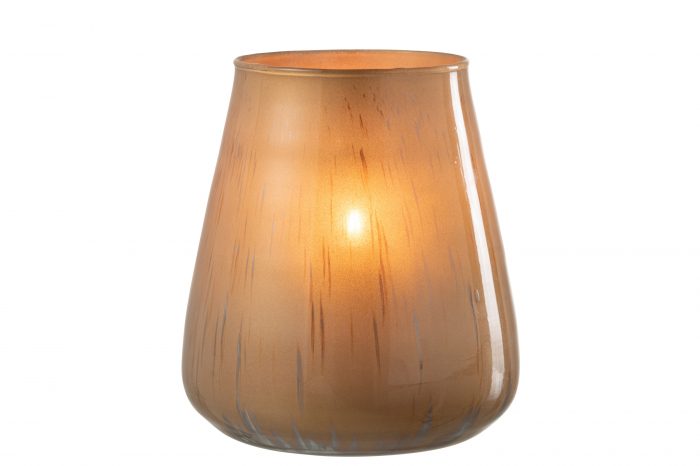 Suport lumanare Antique, Sticla, Cognac, 15x15x17 cm [2]