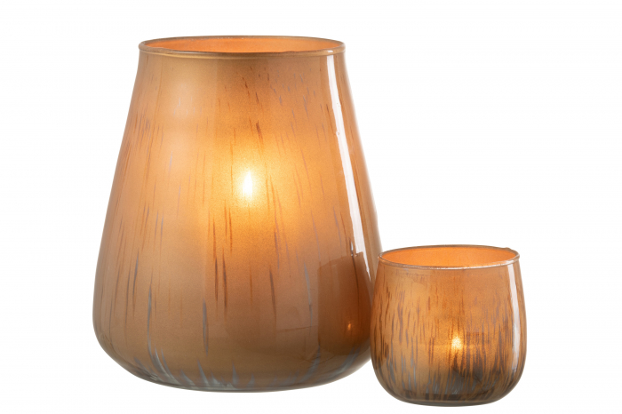Suport lumanare Antique, Sticla, Cognac, 15x15x17 cm [5]