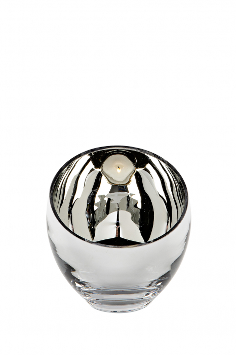 Suport lumanare Candy, Sticla, Argintiu, 11X11 cm [3]