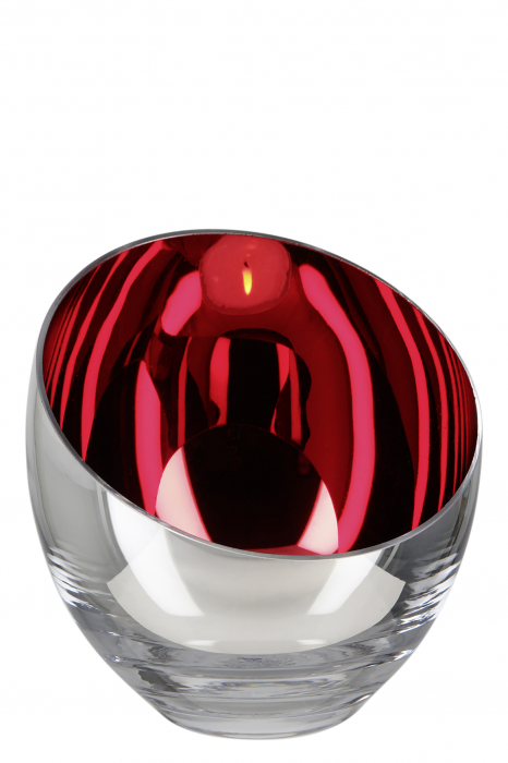 Suport lumanare Candy, Sticla, Rosu, 11X11 cm [2]
