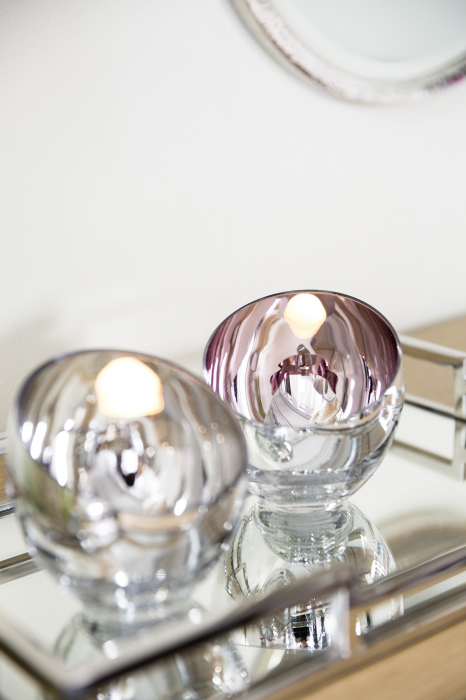 Suport lumanare Candy, Sticla, Roz, 11X11 cm [2]