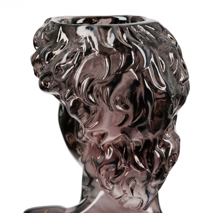 Suport lumanare, cap David, bărbat, Gris, Acrilic, gri, PU 2, L. 9 cm, L. 10 cm, H. 15 cm [6]