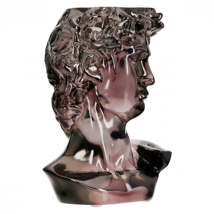 Suport lumanare, cap David, bărbat, Gris, Acrilic, gri, PU 2, L. 9 cm, L. 10 cm, H. 15 cm [2]