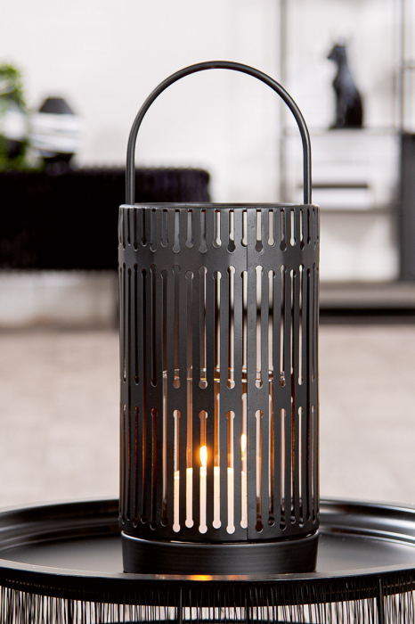 Suport lumanare, cilindric, Como, Metal, negru, PU 2, H. 39 cm, D. 15 cm [5]