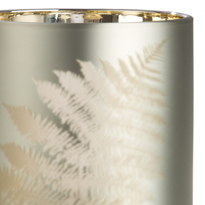 Suport lumanare, cilindric, Ferga, motiv Feriga, Sticla, auriu, argintiu, PU 8, H. 12,5 cm, D. 10 cm [2]