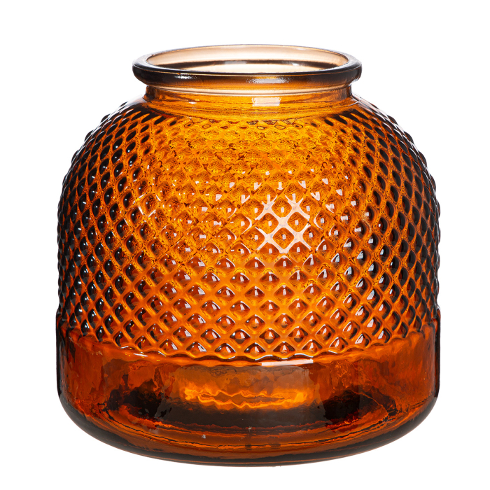 Suport lumanare, conica, „Diamant”, Sticla, maro, PU 2, H 24 cm, A. 24 cm [3]