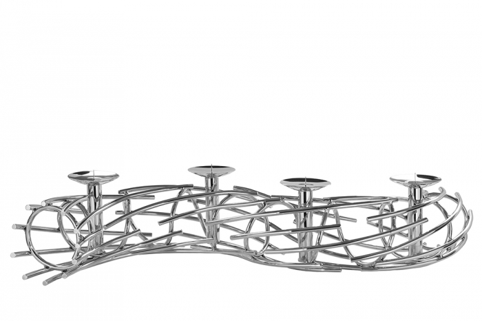 Suport lumanare COROANA, metal placat cu nichel, 14 x 86 x 14 cm [3]