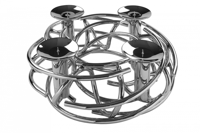 Suport lumanare COROANA, metal placat cu nichel, 40 x 15  cm [3]