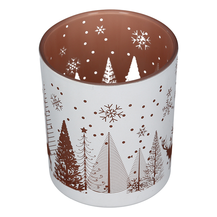 Suport lumanare Dreamland, sticla, roz/alb, 8x7 cm [5]