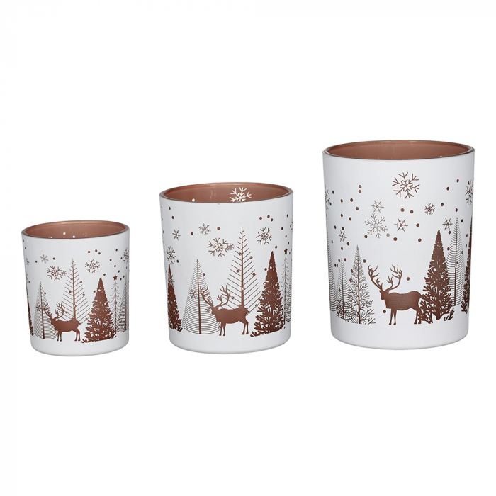 Suport lumanare Dreamland, sticla, roz/alb, 8x7 cm [2]