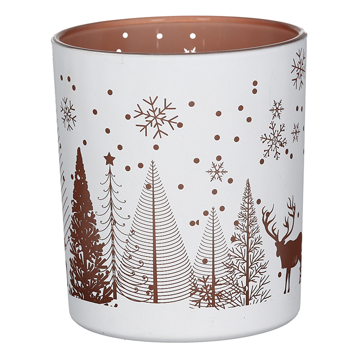 Suport lumanare Dreamland, sticla, roz/alb, 8x7 cm [3]