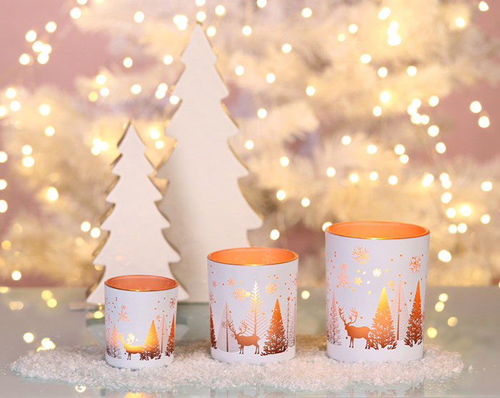 Suport lumanare Dreamland, sticla, roz/alb, 8x7 cm [6]