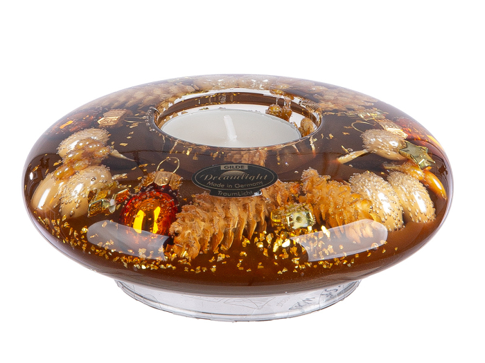 Suport lumanare Dreamlight, tip pastila, Ufo Medium, „Cozy Night”, Sticla, maro, PU 6, H 5 cm, A. 12 cm [2]